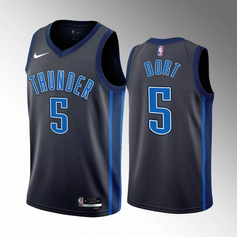Luguentz Dort 5 Jersey Blue Oklahoma City Thunder Men Authentic Orange Yellow Grey